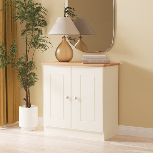 Victoria Cabinet Cream & Light Oak 2 Doors 77cm