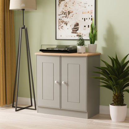Victoria Cabinet Grey & Light Oak 2 Doors 77cm