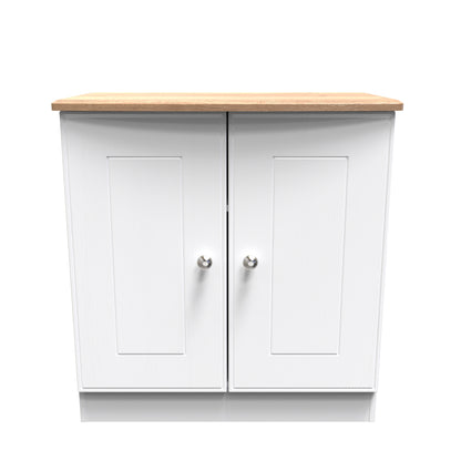 Victoria Cabinet White & Light Oak 2 Doors 77cm