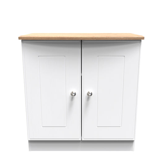 Victoria Cabinet White & Light Oak 2 Doors 77cm