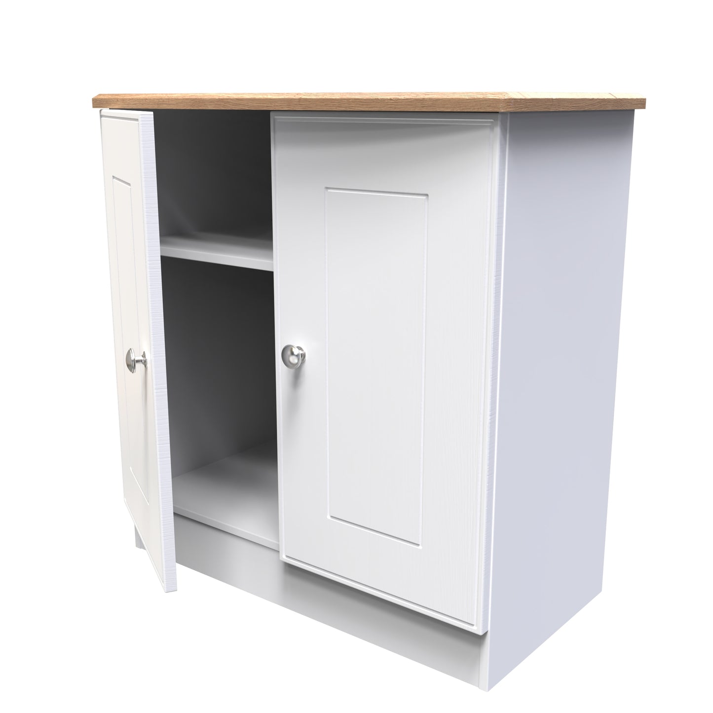 Victoria Cabinet White & Light Oak 2 Doors 77cm