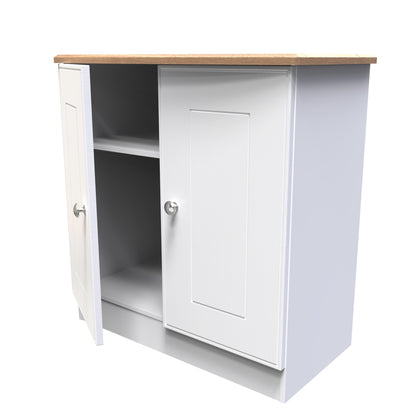 Victoria Cabinet White & Light Oak 2 Doors 77cm