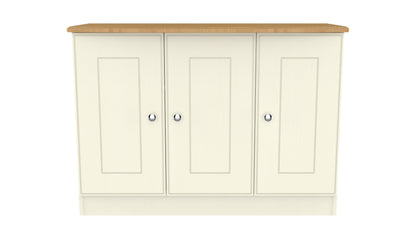 Victoria Large Sideboard Cream & Light Oak 3 Doors 112cm
