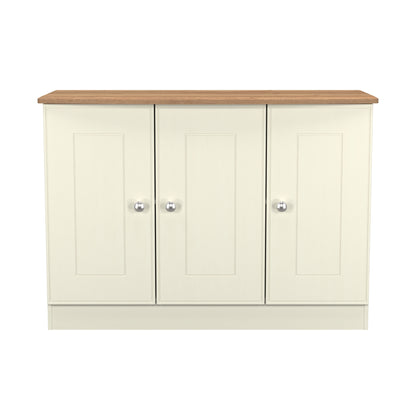 Victoria Large Sideboard Cream & Light Oak 3 Doors 112cm