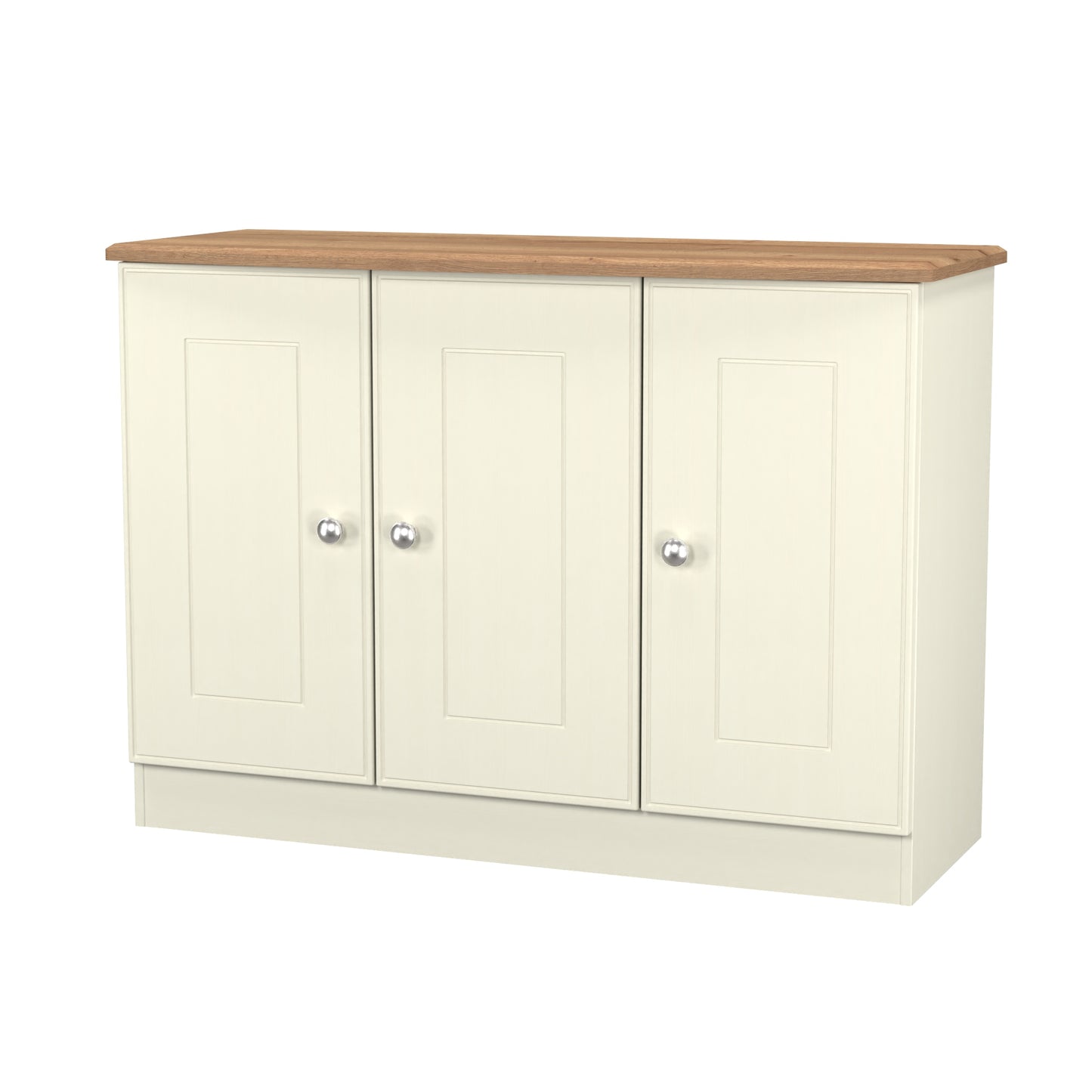 Victoria Large Sideboard Cream & Light Oak 3 Doors 112cm