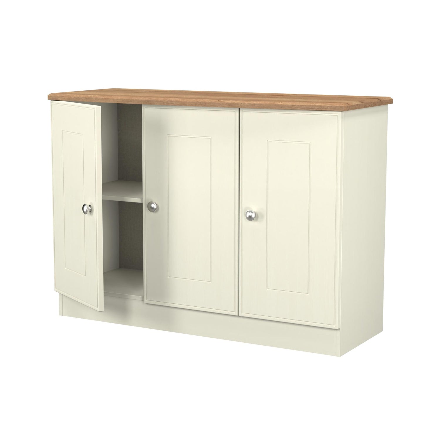 Victoria Large Sideboard Cream & Light Oak 3 Doors 112cm