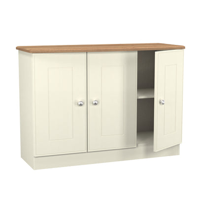 Victoria Large Sideboard Cream & Light Oak 3 Doors 112cm