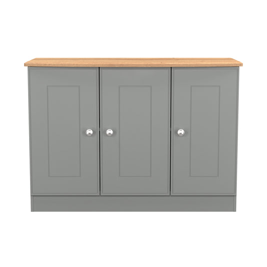 Victoria Large Sideboard Grey & Light Oak 3 Doors 112cm
