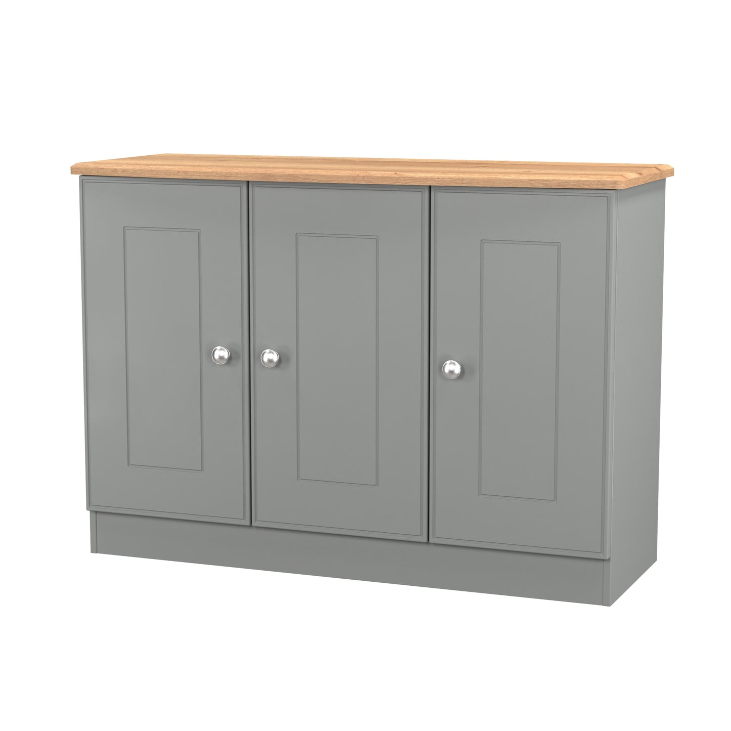 Victoria Large Sideboard Grey & Light Oak 3 Doors 112cm