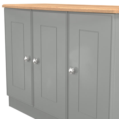 Victoria Large Sideboard Grey & Light Oak 3 Doors 112cm