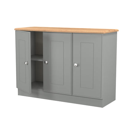 Victoria Large Sideboard Grey & Light Oak 3 Doors 112cm