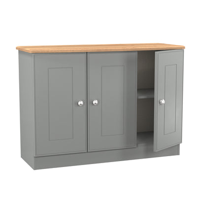 Victoria Large Sideboard Grey & Light Oak 3 Doors 112cm