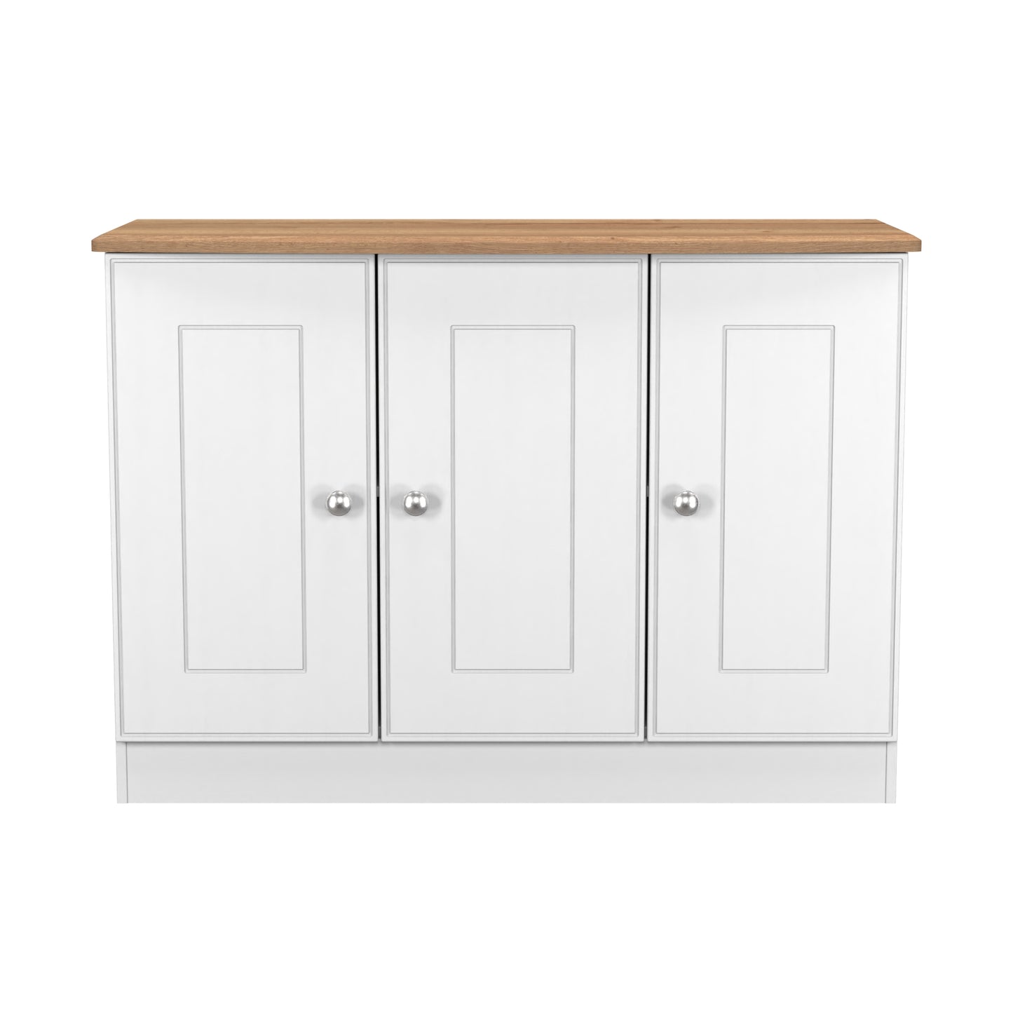 Victoria Large Sideboard White & Light Oak 3 Doors 112cm
