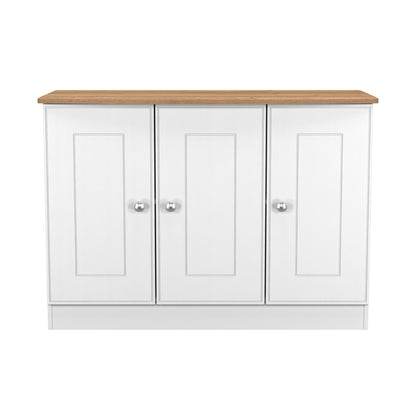 Victoria Large Sideboard White & Light Oak 3 Doors 112cm
