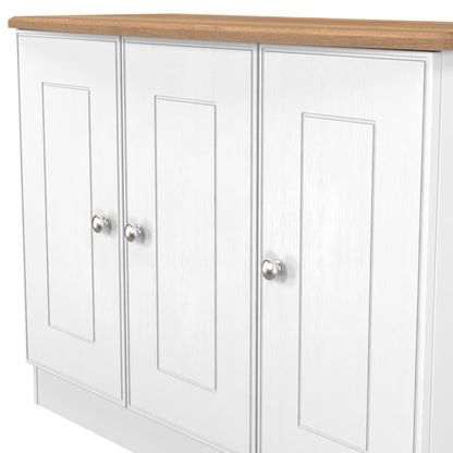 Victoria Large Sideboard White & Light Oak 3 Doors 112cm