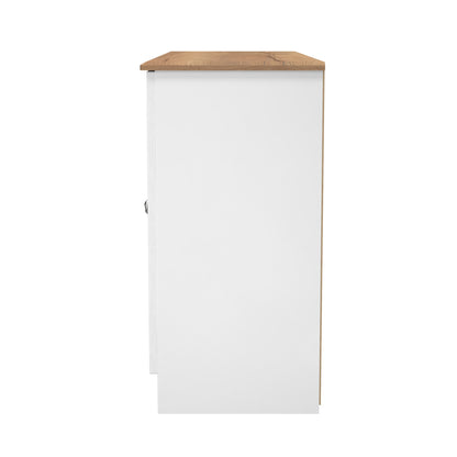 Victoria Large Sideboard White & Light Oak 2 Doors 3 Drawers 128cm