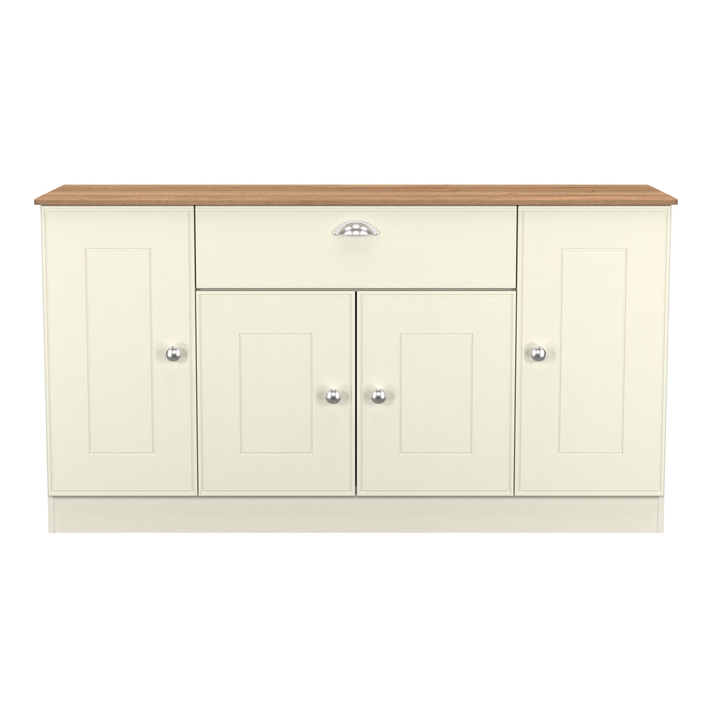 Victoria Large Sideboard Cream & Light Oak 4 Doors 1 Drawer 146cm