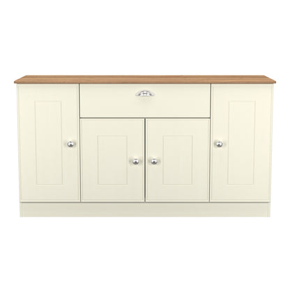 Victoria Large Sideboard Cream & Light Oak 4 Doors 1 Drawer 146cm