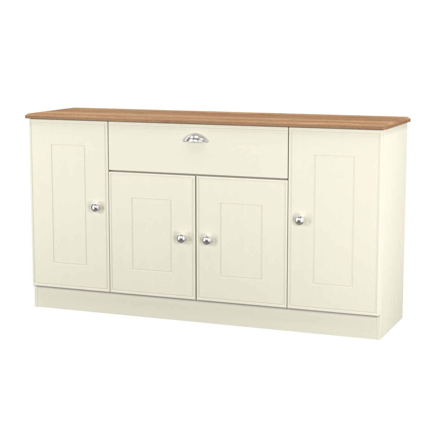 Victoria Large Sideboard Cream & Light Oak 4 Doors 1 Drawer 146cm