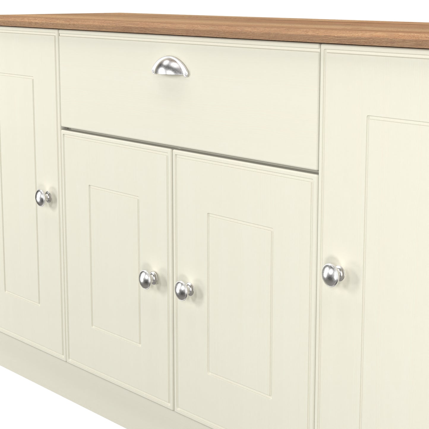 Victoria Large Sideboard Cream & Light Oak 4 Doors 1 Drawer 146cm