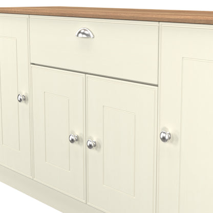 Victoria Large Sideboard Cream & Light Oak 4 Doors 1 Drawer 146cm