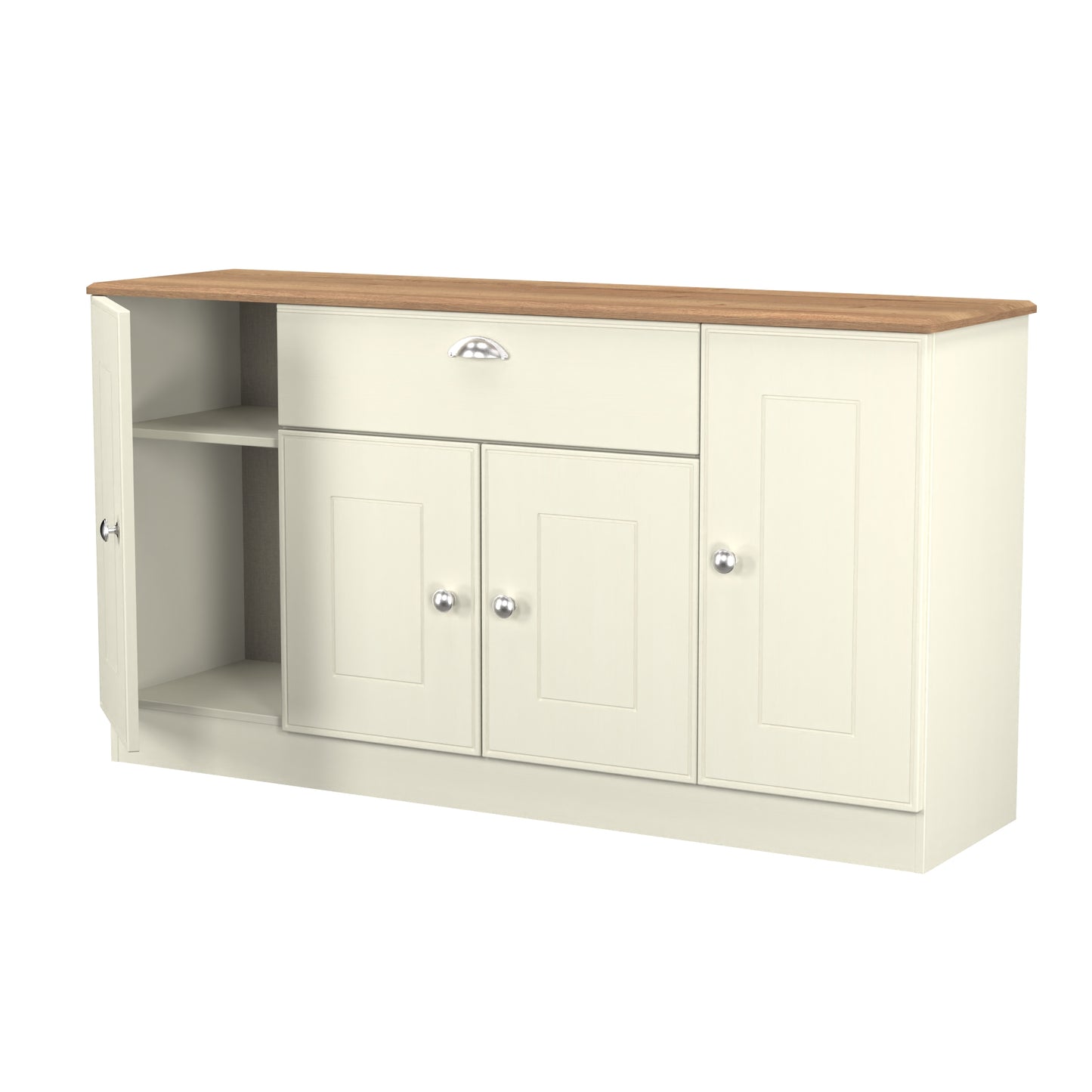 Victoria Large Sideboard Cream & Light Oak 4 Doors 1 Drawer 146cm