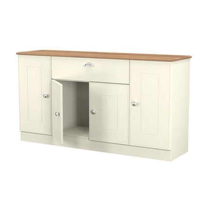 Victoria Large Sideboard Cream & Light Oak 4 Doors 1 Drawer 146cm