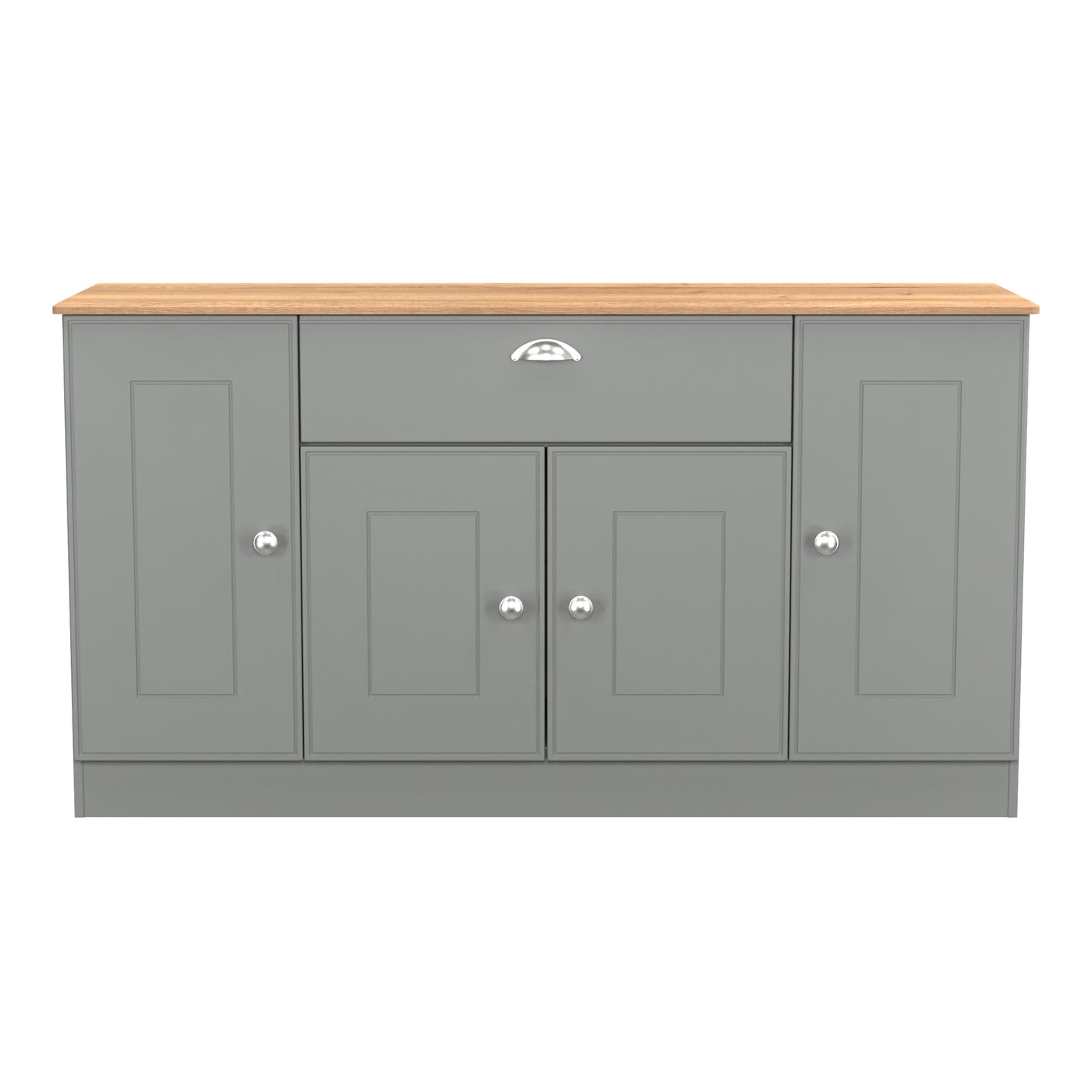 Victoria Large Sideboard Grey & Light Oak 4 Doors 1 Drawer 146cm