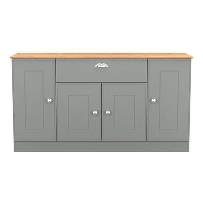 Victoria Large Sideboard Grey & Light Oak 4 Doors 1 Drawer 146cm