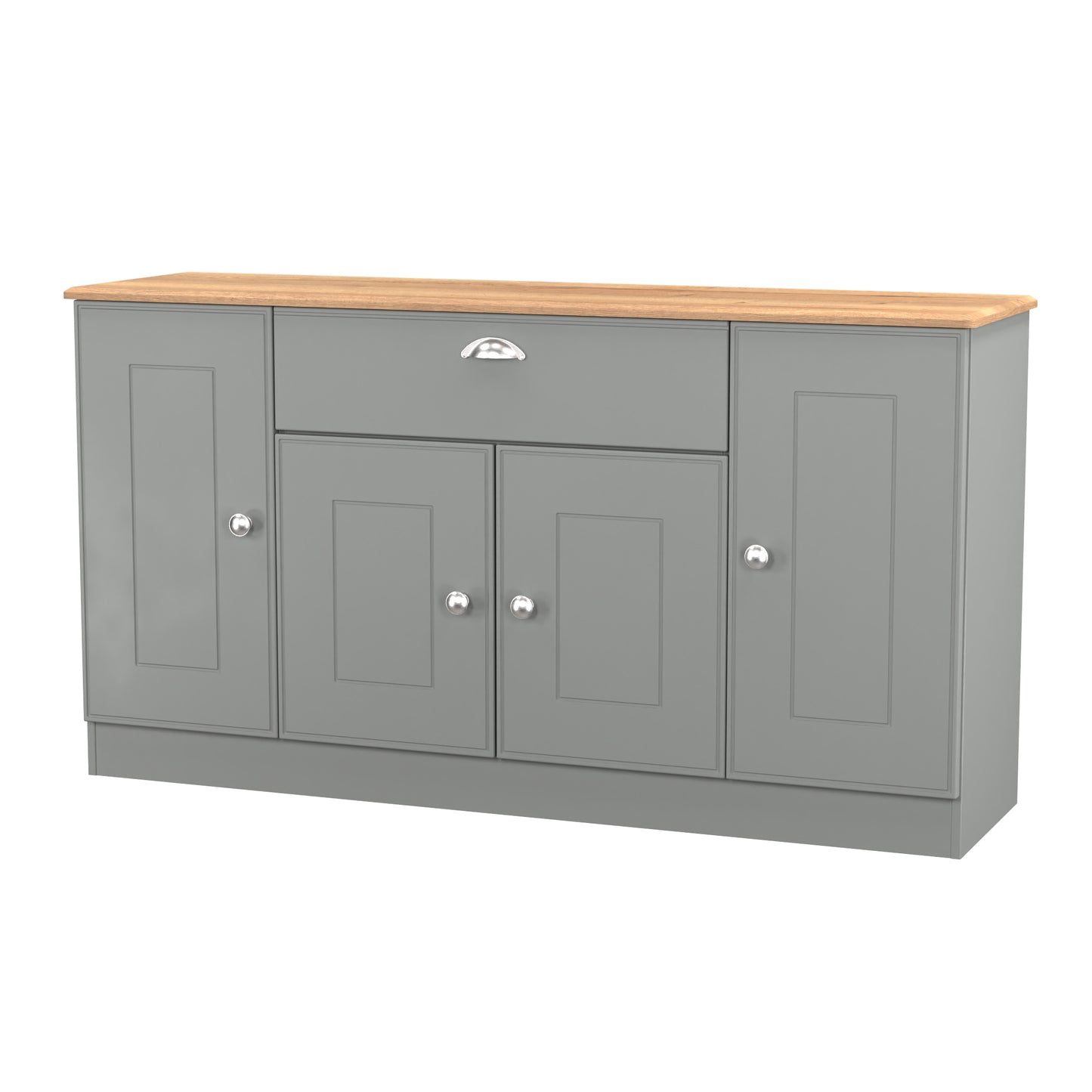 Victoria Large Sideboard Grey & Light Oak 4 Doors 1 Drawer 146cm
