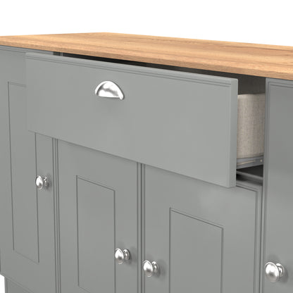 Victoria Large Sideboard Grey & Light Oak 4 Doors 1 Drawer 146cm