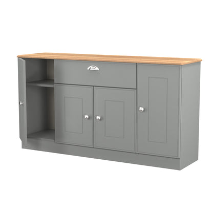 Victoria Large Sideboard Grey & Light Oak 4 Doors 1 Drawer 146cm