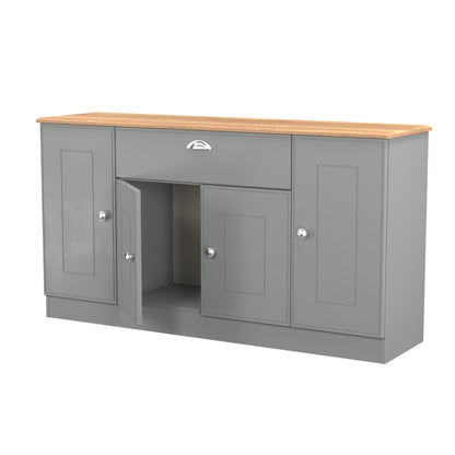 Victoria Large Sideboard Grey & Light Oak 4 Doors 1 Drawer 146cm