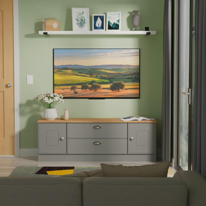 Victoria TV Unit Grey & Light Oak 2 Drawers 2 Doors 146cm