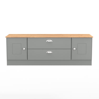 Victoria TV Unit Grey & Light Oak 2 Drawers 2 Doors 146cm