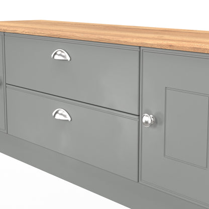 Victoria TV Unit Grey & Light Oak 2 Drawers 2 Doors 146cm