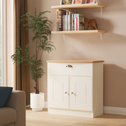Victoria Sideboard Cream & Light Oak 2 Doors 1 Drawer 77cm