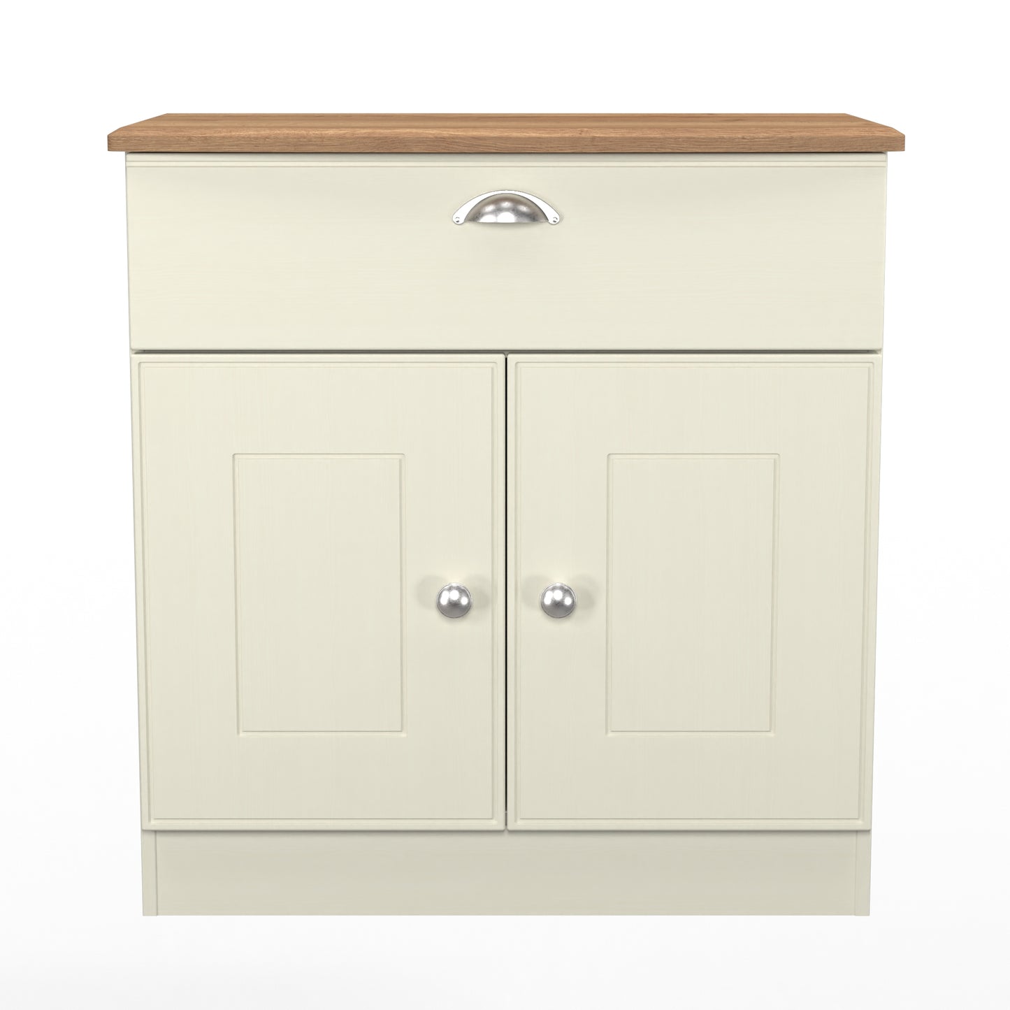 Victoria Sideboard Cream & Light Oak 2 Doors 1 Drawer 77cm