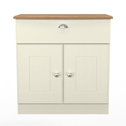 Victoria Sideboard Cream & Light Oak 2 Doors 1 Drawer 77cm