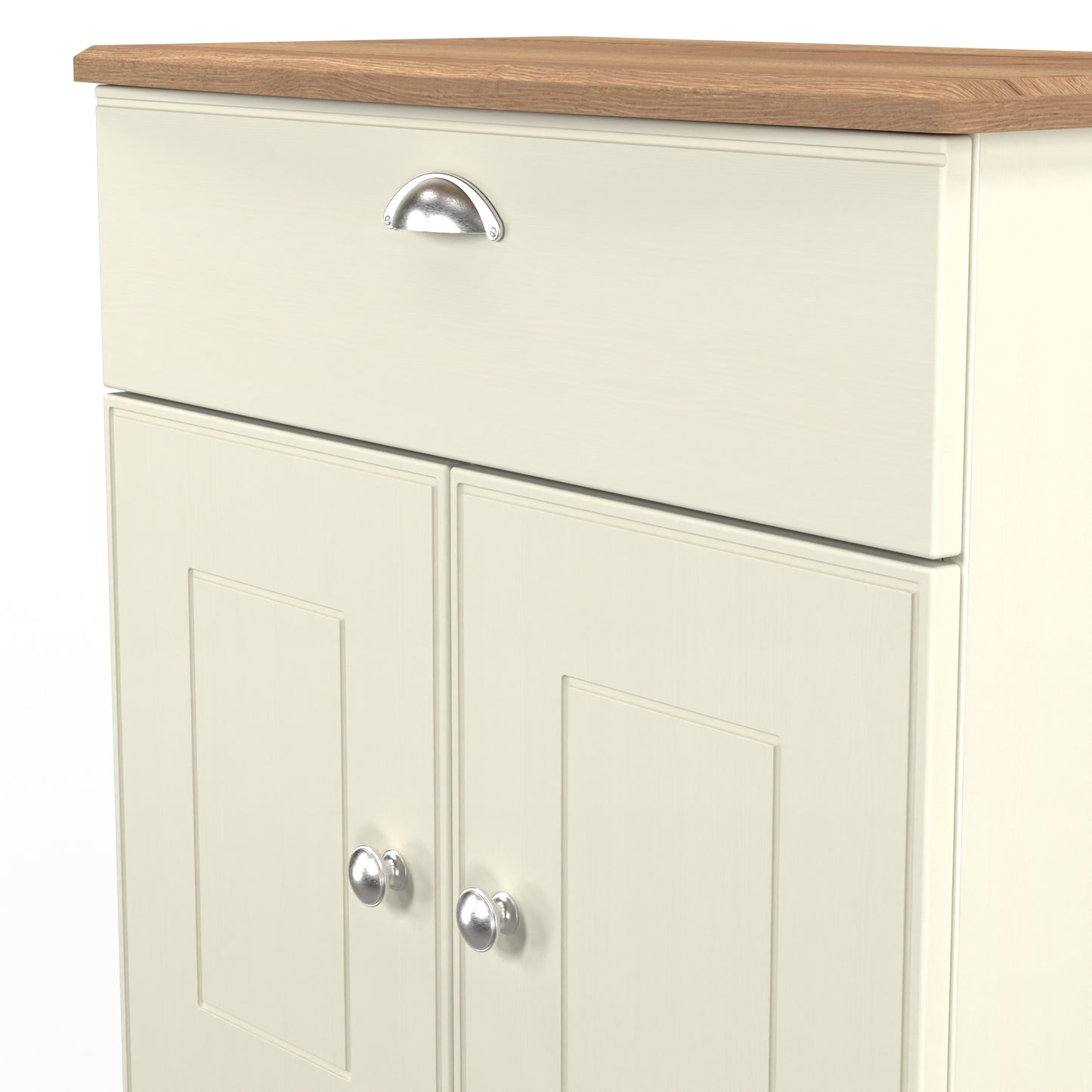 Victoria Sideboard Cream & Light Oak 2 Doors 1 Drawer 77cm