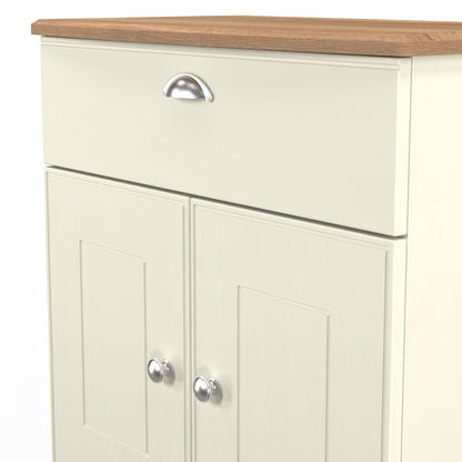 Victoria Sideboard Cream & Light Oak 2 Doors 1 Drawer 77cm