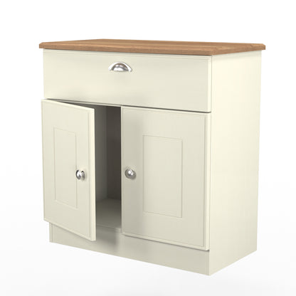Victoria Sideboard Cream & Light Oak 2 Doors 1 Drawer 77cm