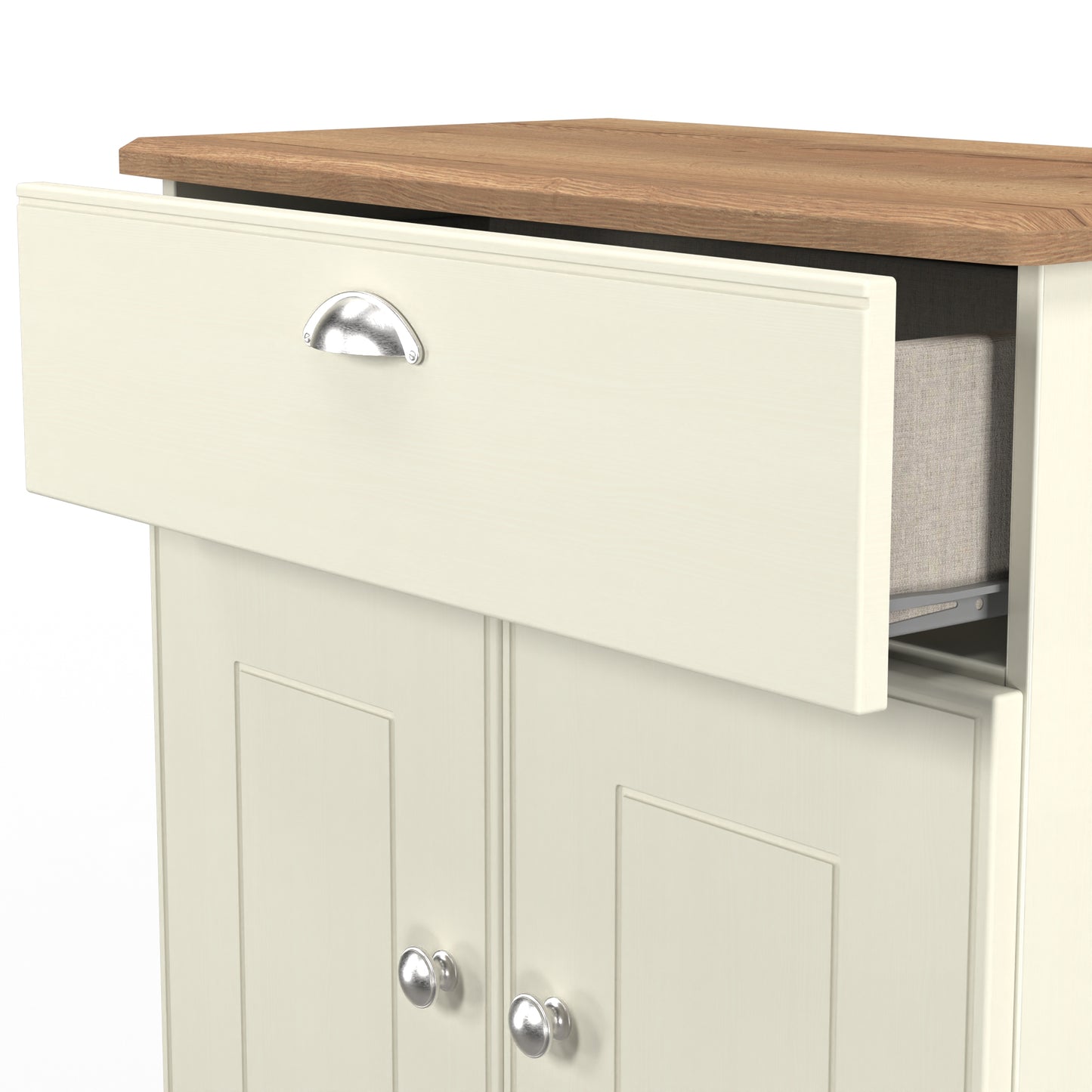 Victoria Sideboard Cream & Light Oak 2 Doors 1 Drawer 77cm