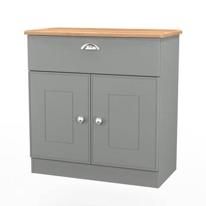 Victoria Sideboard Grey & Light Oak 2 Doors 1 Drawer 77cm