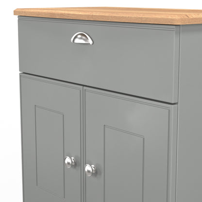 Victoria Sideboard Grey & Light Oak 2 Doors 1 Drawer 77cm