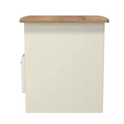 Victoria Side Table Cream & Light Oak 1 Shelf 1 Drawer 44cm
