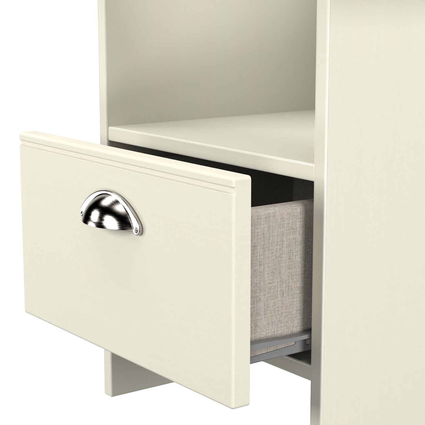 Victoria Side Table Cream & Light Oak 1 Shelf 1 Drawer 44cm