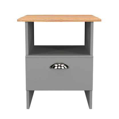 Victoria Side Table Grey & Light Oak 1 Shelf 1 Drawer 44cm