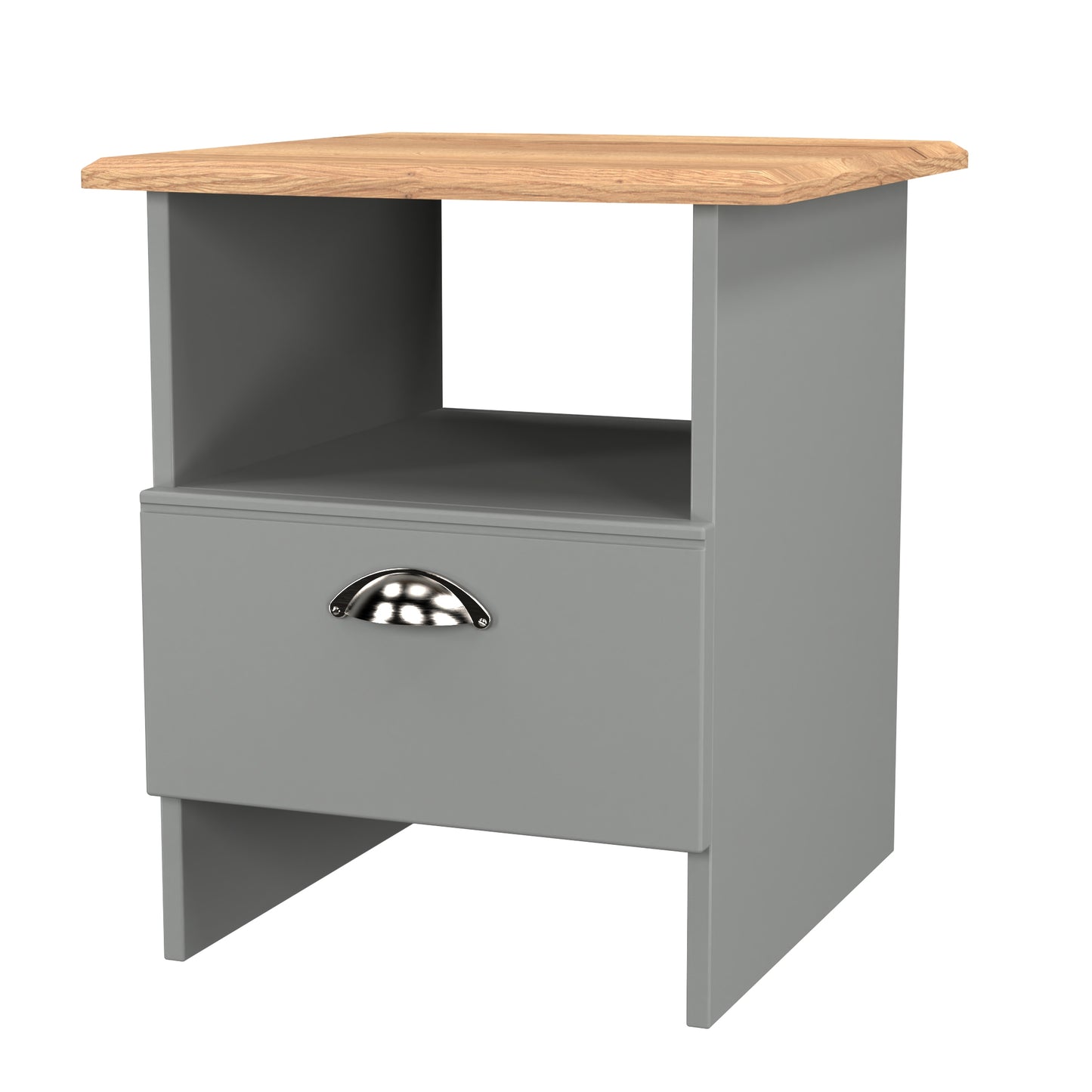 Victoria Side Table Grey & Light Oak 1 Shelf 1 Drawer 44cm
