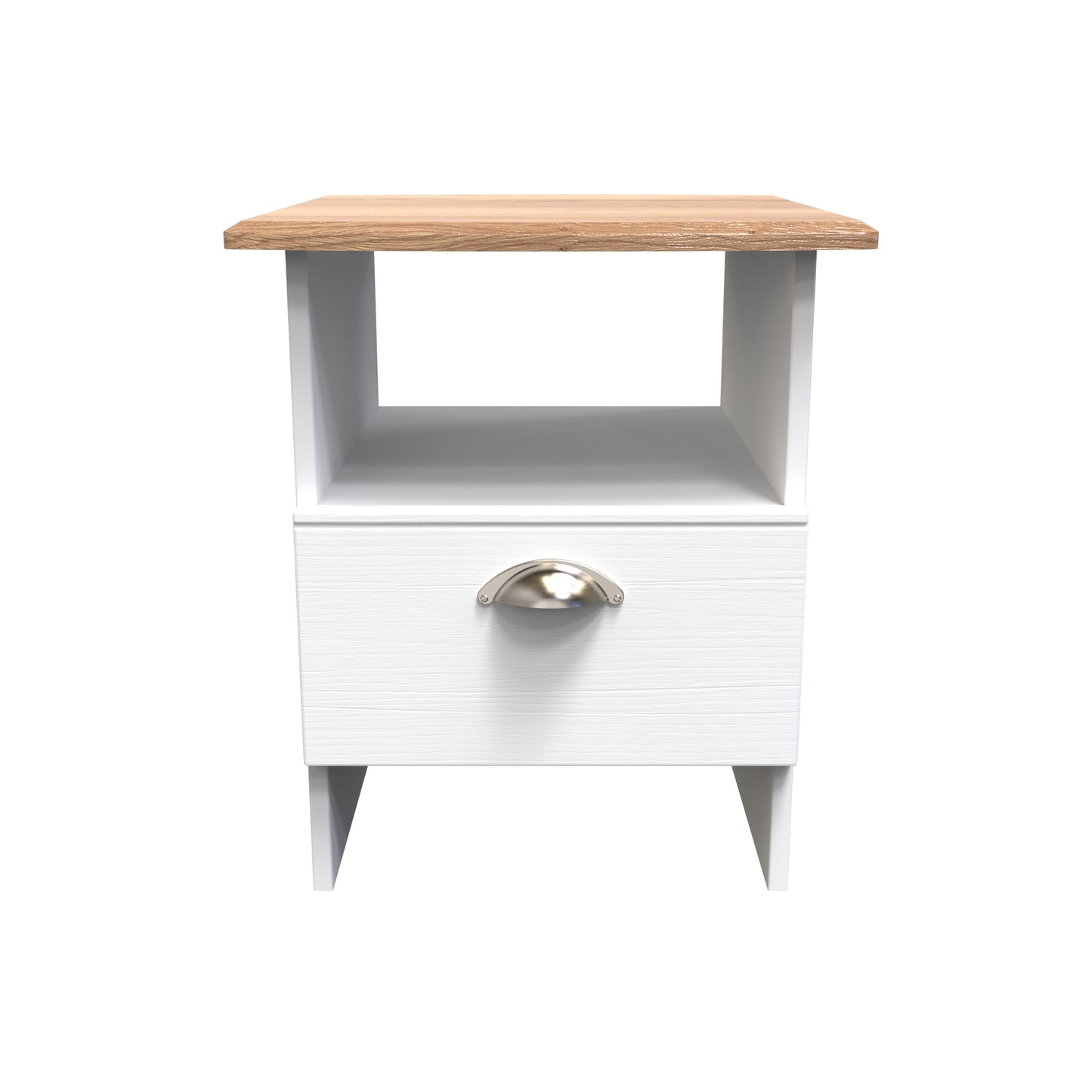 Victoria Side Table White & Light Oak 1 Shelf 1 Drawer 44cm